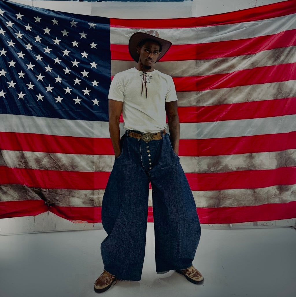 Denim Pants (Back Buckle + “F” Stitching)