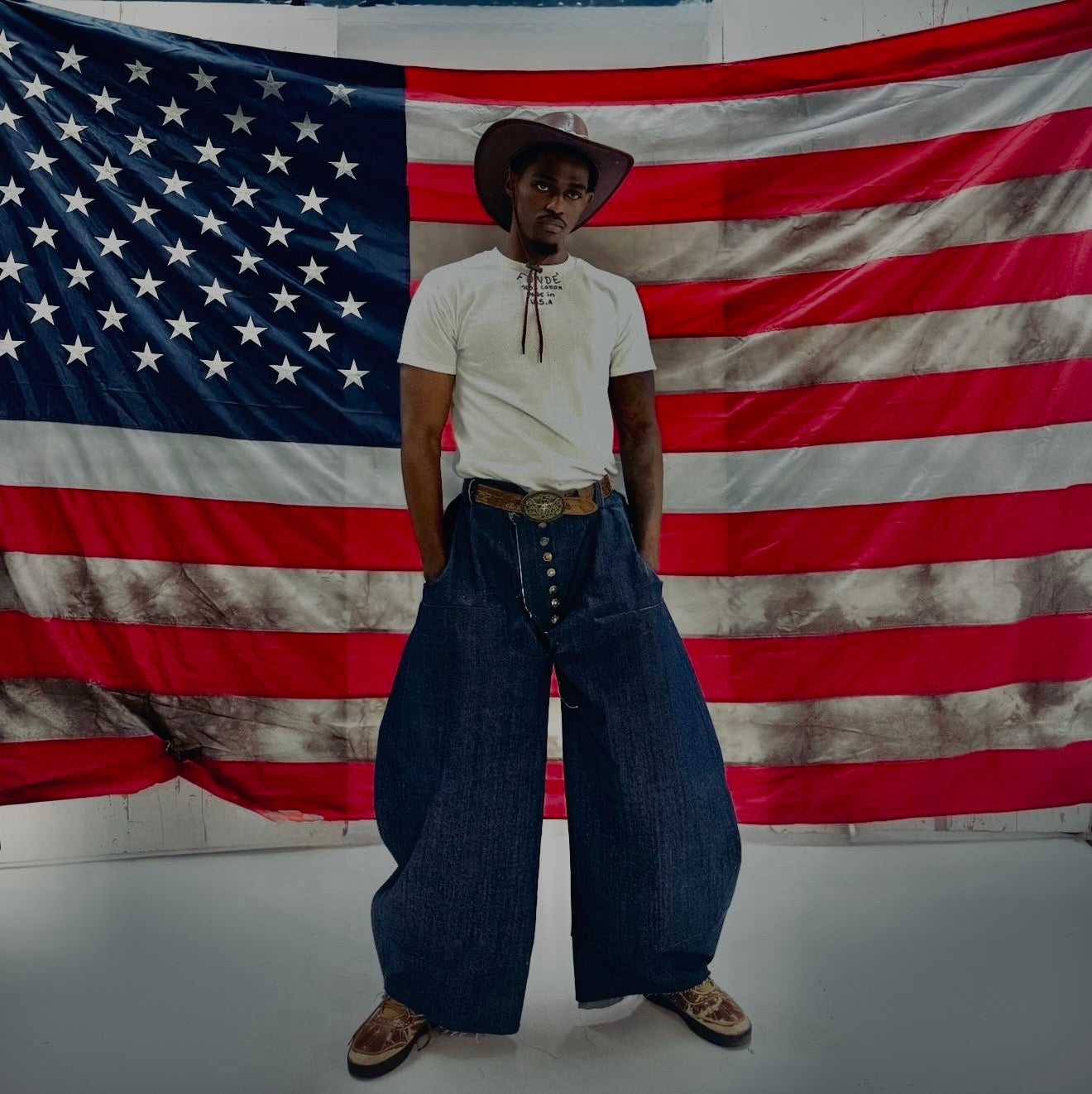 Denim Pants (Back Buckle + “F” Stitching)